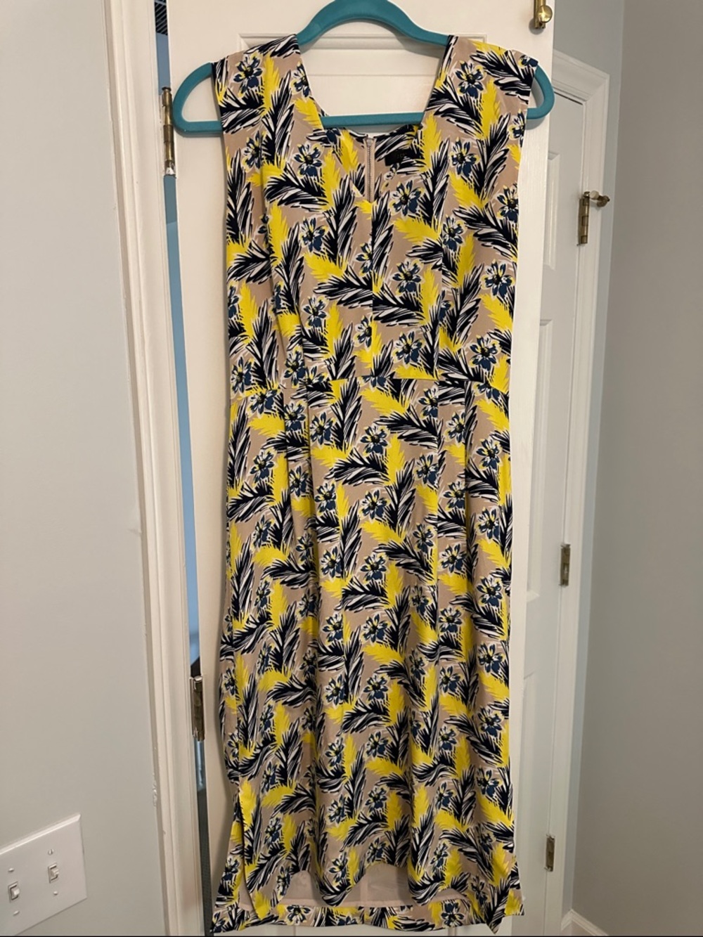 J. Crew Floral Print Dress in Yellow, Navy & Beige